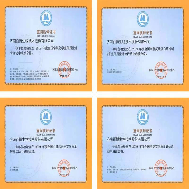 Baibo Biotech 2019 жылы Ұлттық инспекция орталығынан сапаны бағалаудың бірнеше сертификаттарын алды