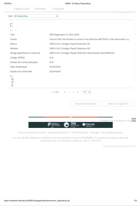 Nanbaibo Biologics әзірлеген жаңа коронавирус (SARS-CoV-2) антигенді жылдам анықтау реагенті (коллоидтық алтын әдісі) Италияның «ақ тізіміне» тіркелді.